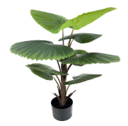 [PLANT 90cm Real touch circular fan palm x 10 lvs in pot] PLANTS (CH07832594) LARGE